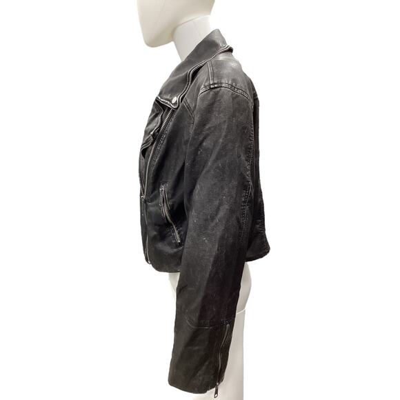 We The Free -Free People Jacket Women’s SZ XL Vegan Moto Jacket Distressed Look - Picture 3 of 5